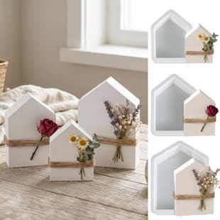 Factory Direct European Style Large Medium Small 3D House Plaster Ornament DIY Aromatherapy Pentagon Bookend Silicone Mold