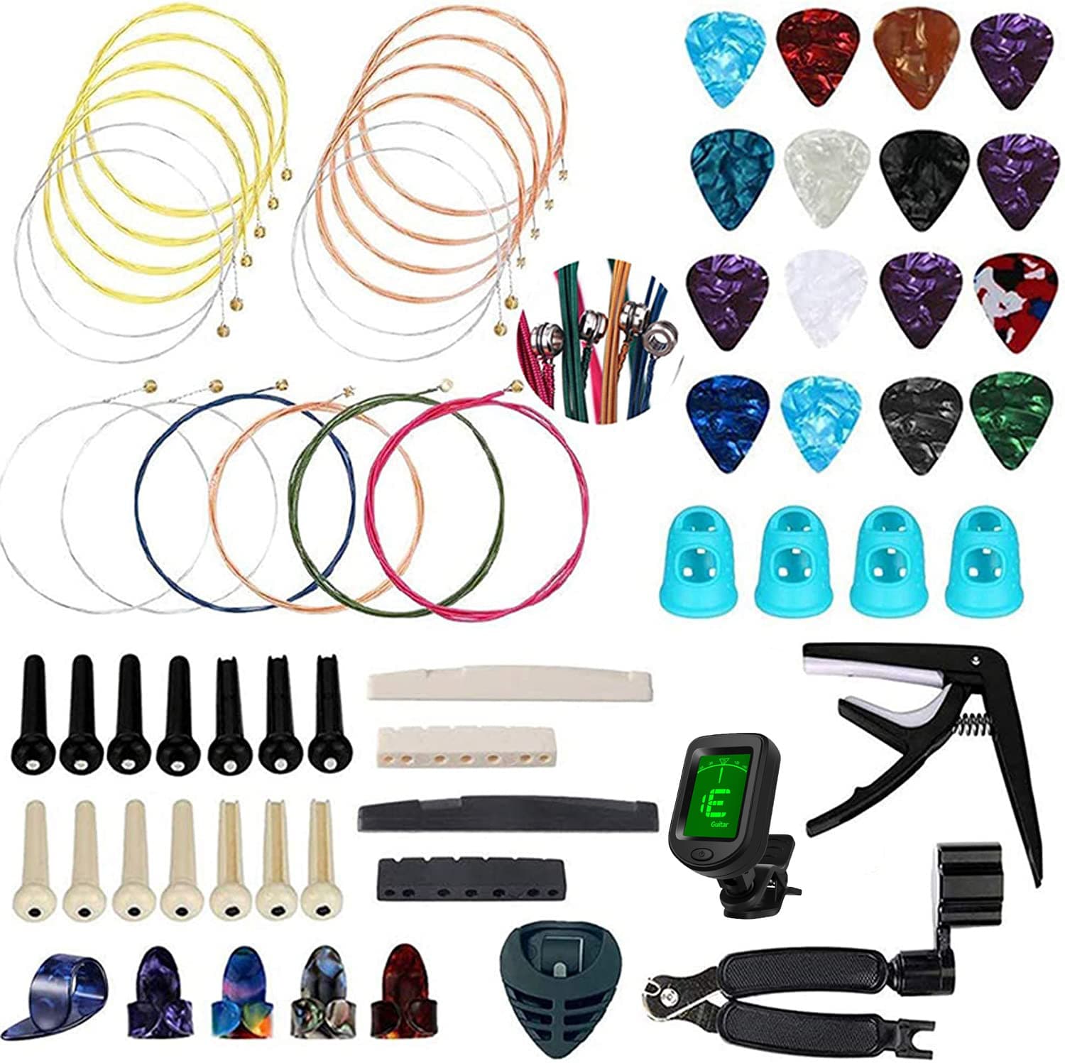 Guitar Accessory Kit Strings Tuning Clip Capo Plectrum String Winder Custom Set