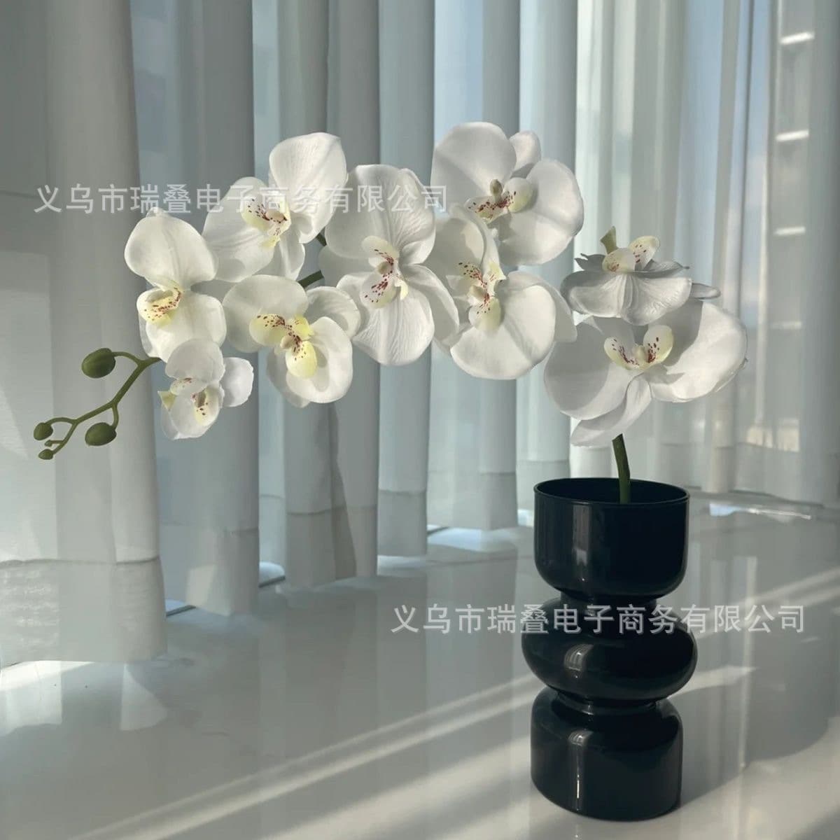 High-Quality Single Stem Artificial Phalaenopsis Orchid 9-Head 3D Touch Fake Flower Silk Flower Home Decoration Ornament Happiness