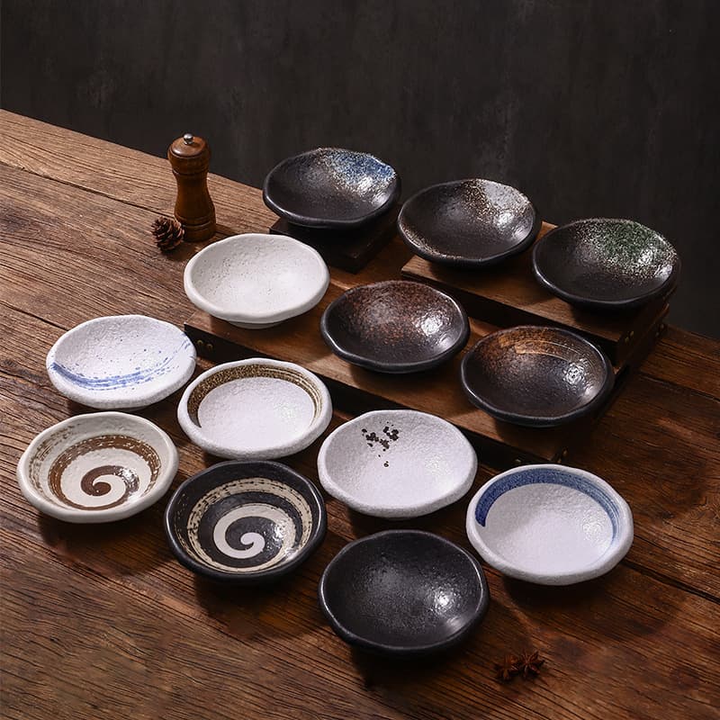 Japanese Style Ceramic Bowl Creative Sushi Serving Bowl Pour Ink Salad Bowl Retro Dessert Bowl Home Use Bowl Dining Utensils