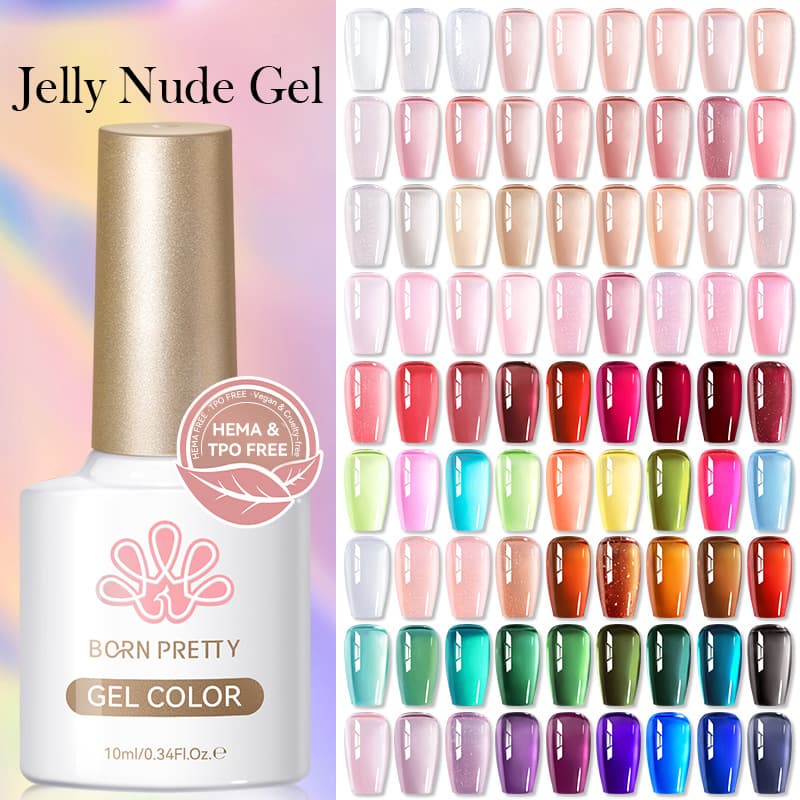BORN PRETTY New Nail Color Transparent Nail Polish Gel 50 Shades Pink Translucent Whitening Nail Jelly Gel Light Therapy Gel