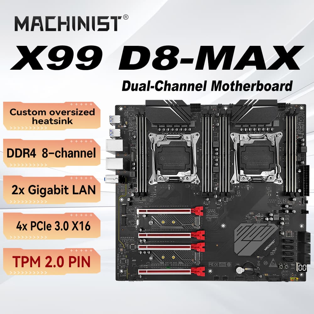 MACHINIST X99-D8-MAX Dual-way Motherboard C612 DDR4 PCIe x16*4