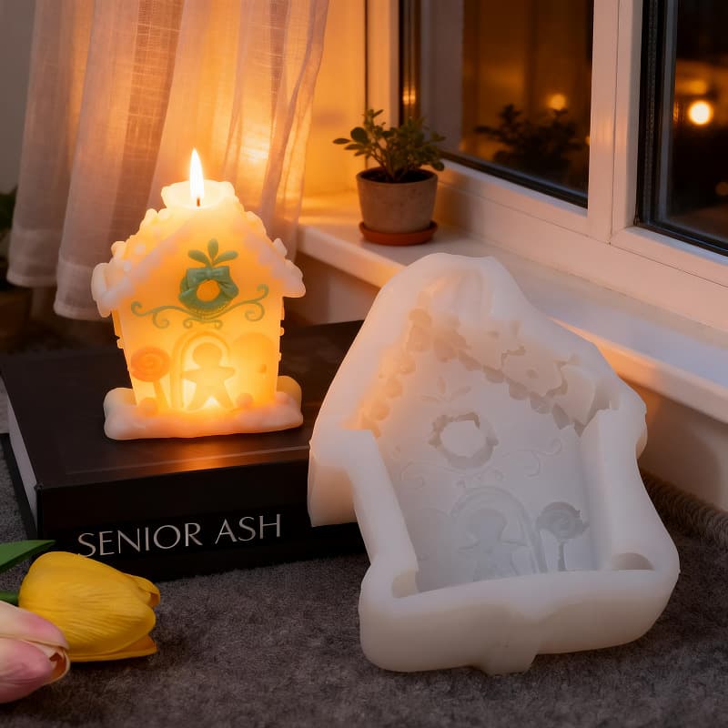 Angel Door Silicone Mold Handmade Aromatherapy Candle Mold Christmas Gingerbread House Cookie Chocolate Silicone Mold