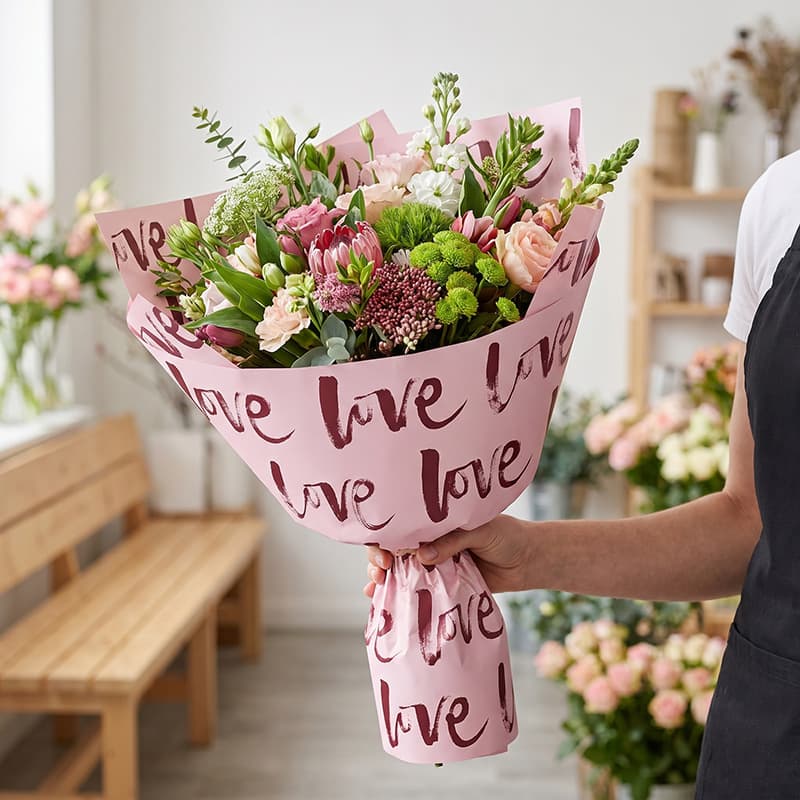 Big LOVE Yuyin Paper Flower Wrapping Paper Amazon Hot Selling Valentine's Day Florist Supplies Fresh Flower Wrap Paper Wholesale