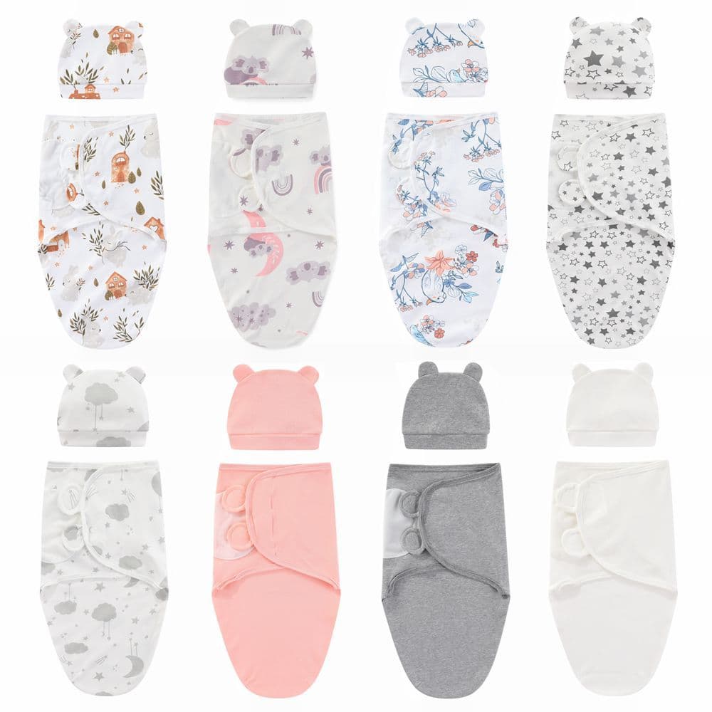Newborn Swaddle Wrap Baby Blanket Delivery Room Swaddle Anti-Kick Baby Sleeping Bag Hat European and American Style