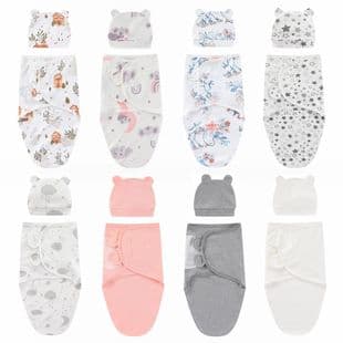Newborn Swaddle Wrap Baby Receiving Blanket Hospital Delivery Room Wrap Anti-Kick Sleeping Bag with Hat for Export to Europe and America
