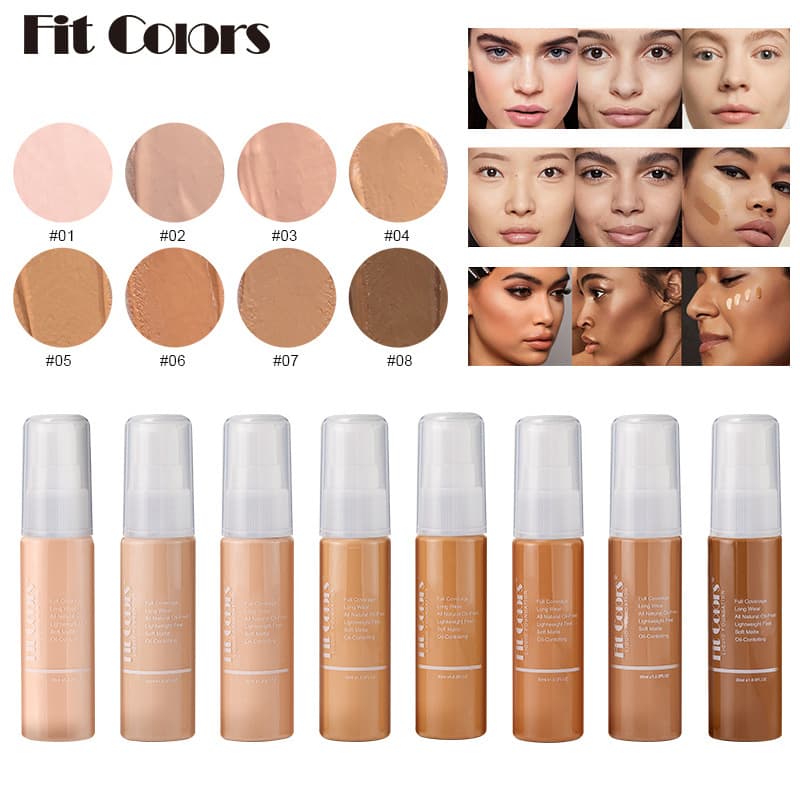 Cross-Border E-Commerce Fit Colors Liquid Foundation Matte Concealer Foundation European and American Makeup Amazon 8 Colors 30ml