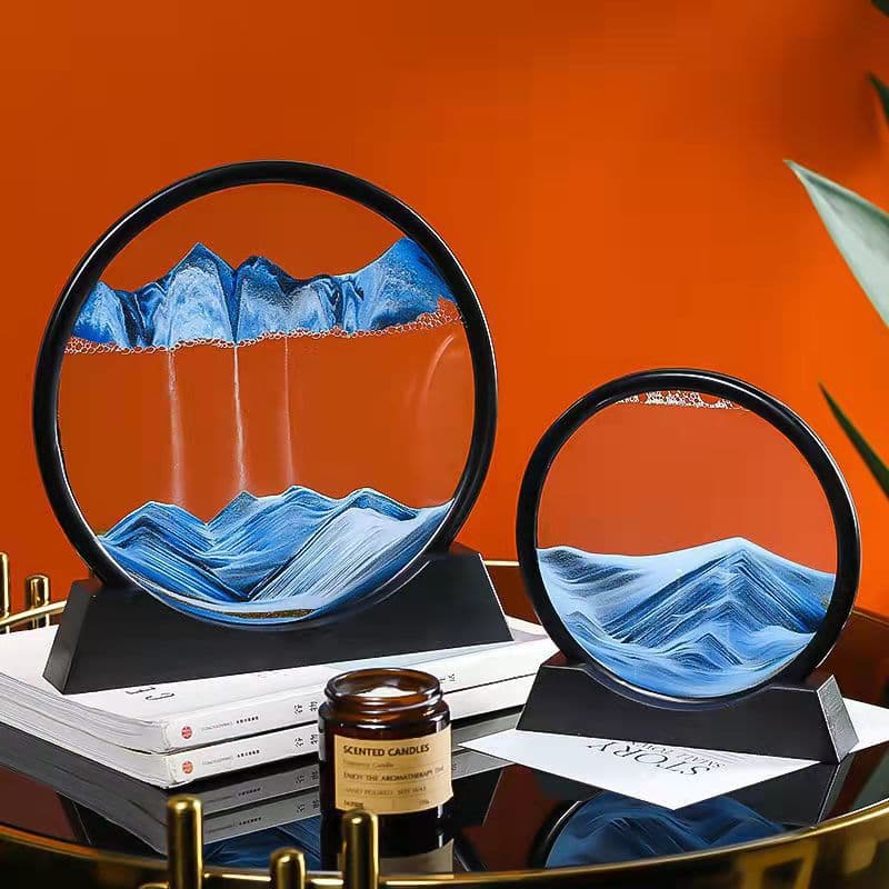 Sand Clock Ornament Liquid Stress-Relief Quicksand Painting Office Desktop Living Room Bedside Table Decoration Birthday Gift Glass
