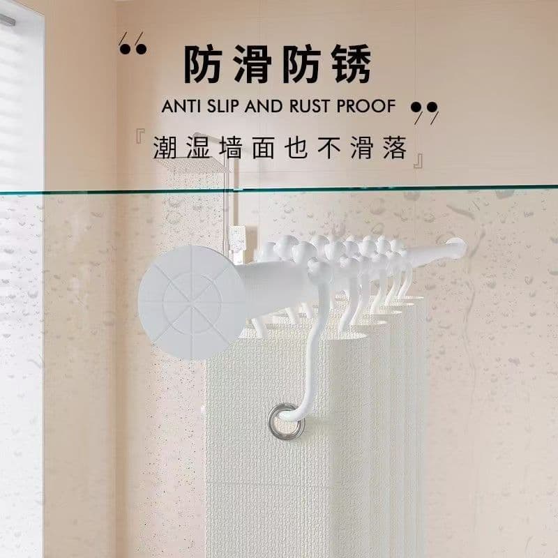 Thickened no-drill telescopic rods for bathroom shower curtains, wardrobe curtain support rods, clothes hangers, door curtain hanging rods