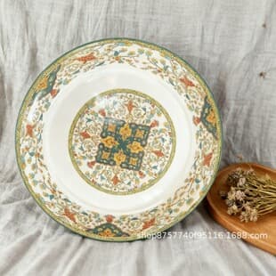 Enamel Plate Tea Tray Nostalgic Home Fruit Tray Wedding Happiness Character Dried Fruit Tray Old-Style Tea Serving Round Tray