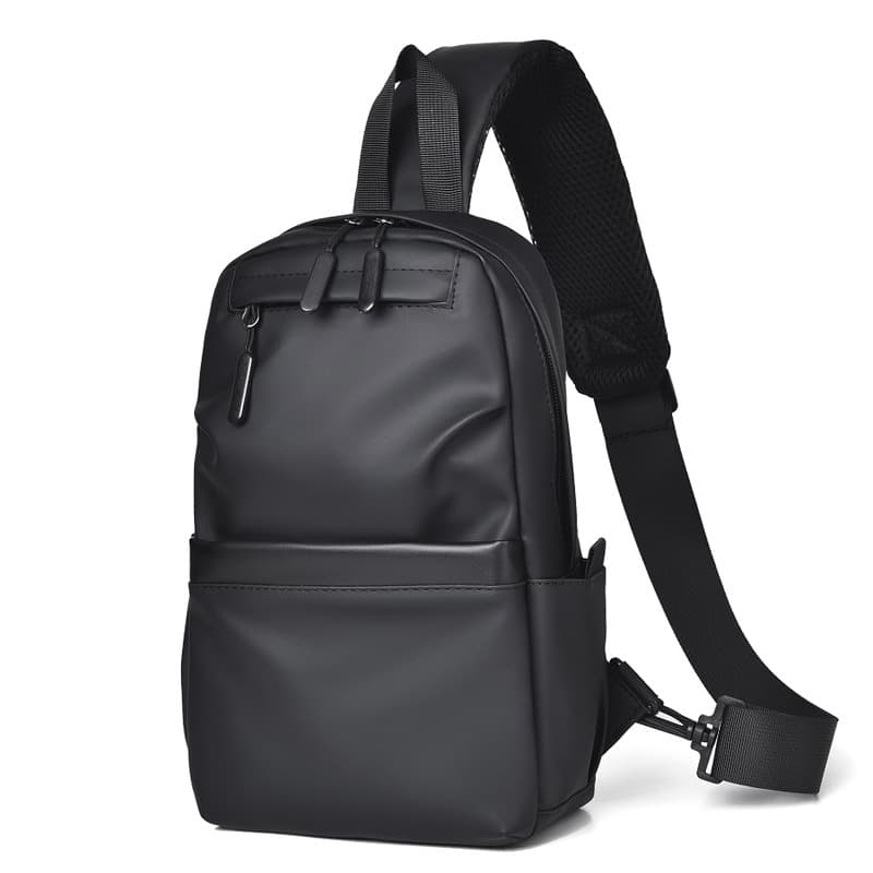 Trendy Men's Chest Bag Shoulder Bag Southeast Asia Cross-border Black Single Strap Urban Casual Business Simple PU Bag Amazon
