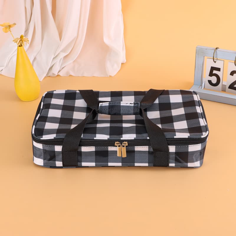 Camping Insulated Storage Bag Outdoor Cooler Bag Thermal Bag Food Cold Chain Bag Large Opening Grid Zipper Bag Custom
