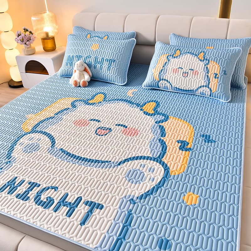 Summer ice silk latex mat three-piece set air-conditioned soft mat student dormitory washable household mat