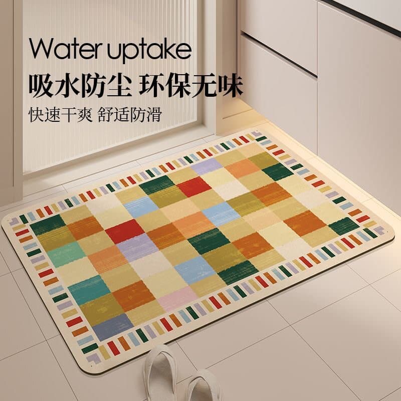 Bathroom floor mat simple diatom mud soft cushion bathroom water-absorbent non-slip floor mat foot mat entrance door ultra-thick carpet