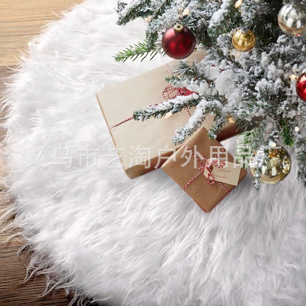 Pure White Long-haired Fluffy Christmas Tree Skirt Christmas Tree Apron Fluffy Skirt Decoration