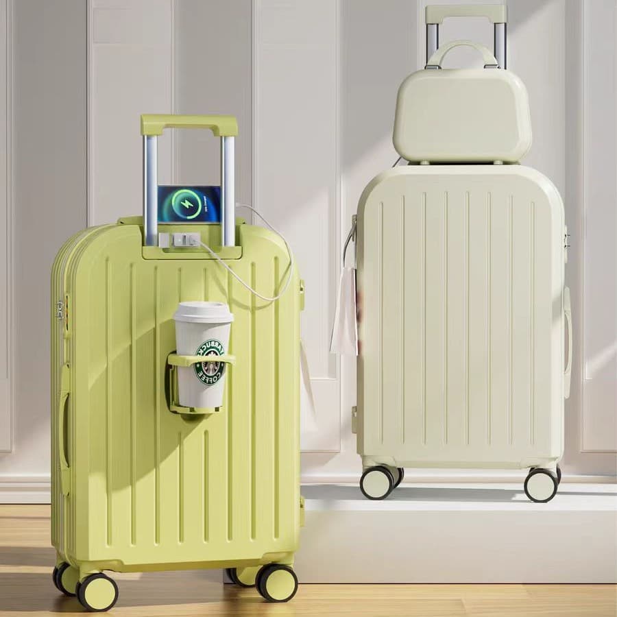 Fresh Style Multi-Functional Suitcase Women's Travel Bag Durable with Pull Rod Boarding Box Waterproof Antibacterial Universal Wheel