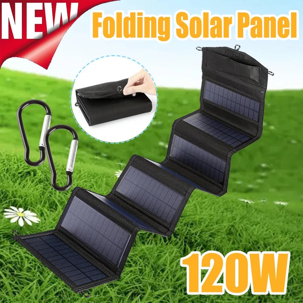 Cross-Border Exclusive 20W Foldable Solar Panel Monocrystalline Silicon Dual USB Output for Camping Phone Charging