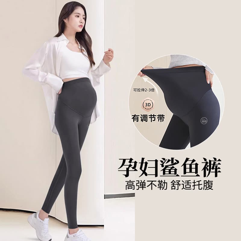 Maternity Shark Leggings Spring Autumn Winter Outer Wear Fleece-Lined Thickened Warm Casual Loose Plus Size Maternity Support Pants