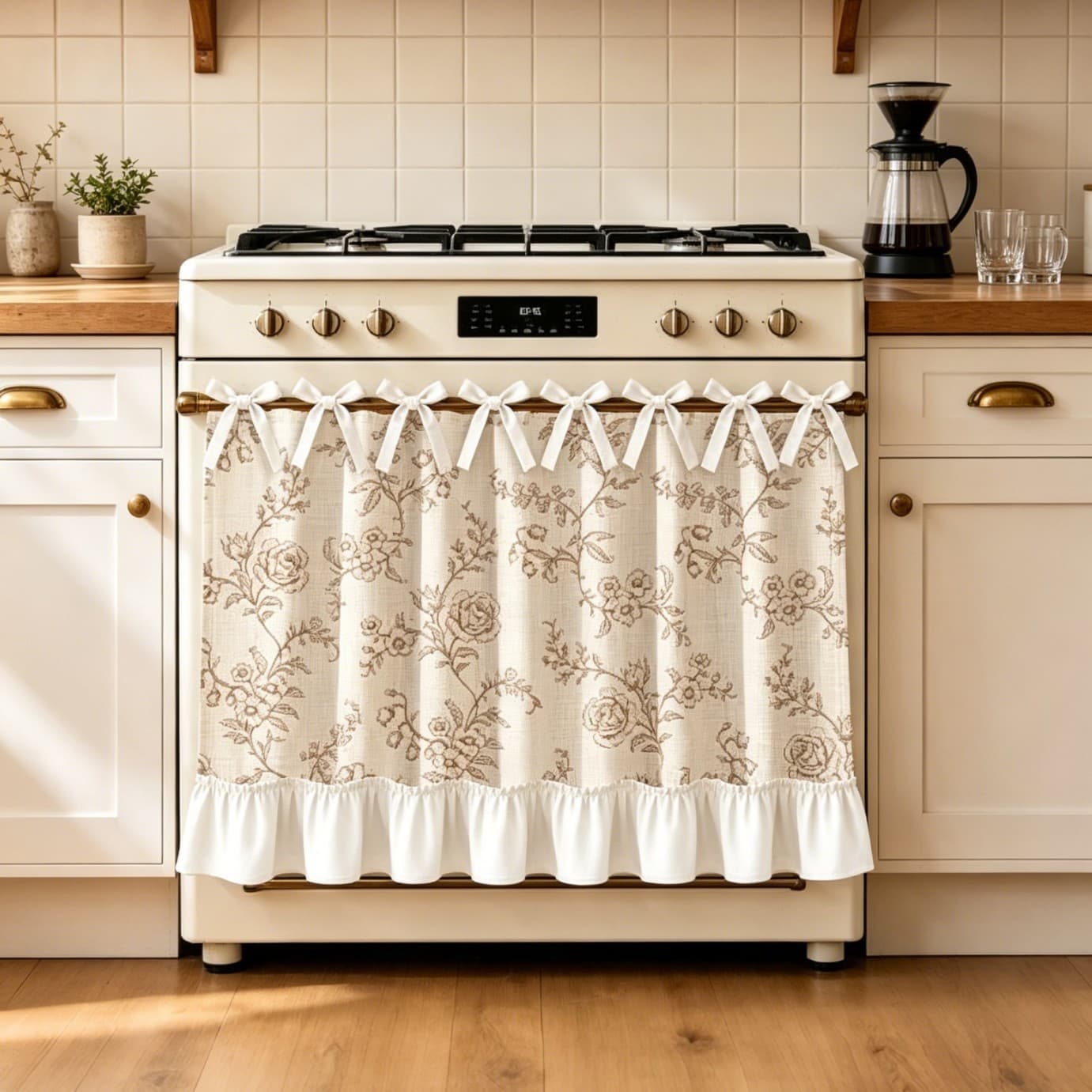 Amazon New Farmhouse Oven Curtain Tieback Short Curtain Linen Rustic Multi-Purpose Oven Curtain Oven Skirt