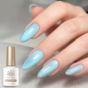 BORN PRETTY Nail Art Cat Eye Gel, Versatile Clear Sparkle Elegant Sayram Lake Ice Blue Nail Gel