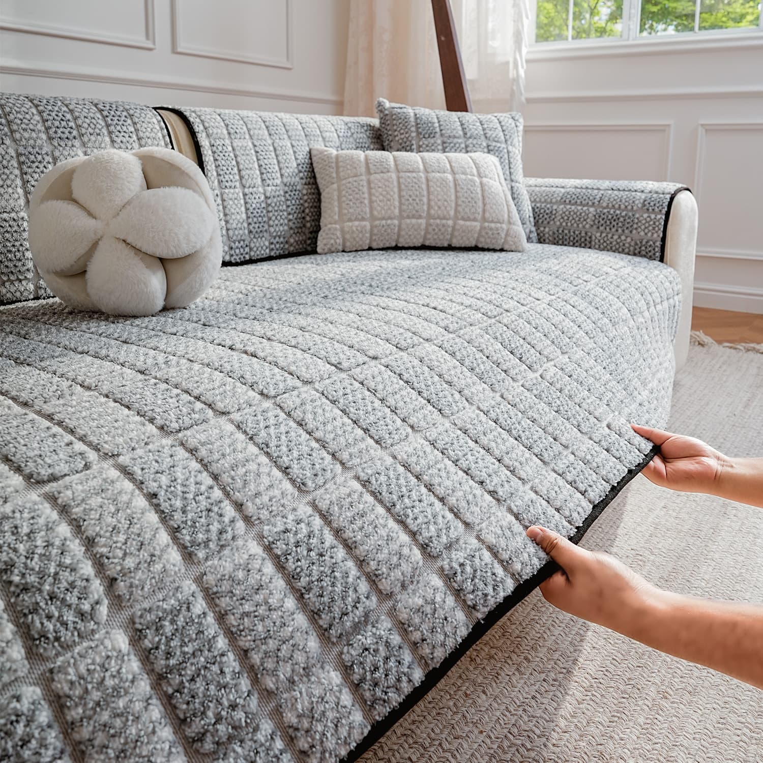 New Autumn/Winter Luxury American-Style Sofa Cushion Cover, Thick Warm Velvet Seat Pad with Premium Feel