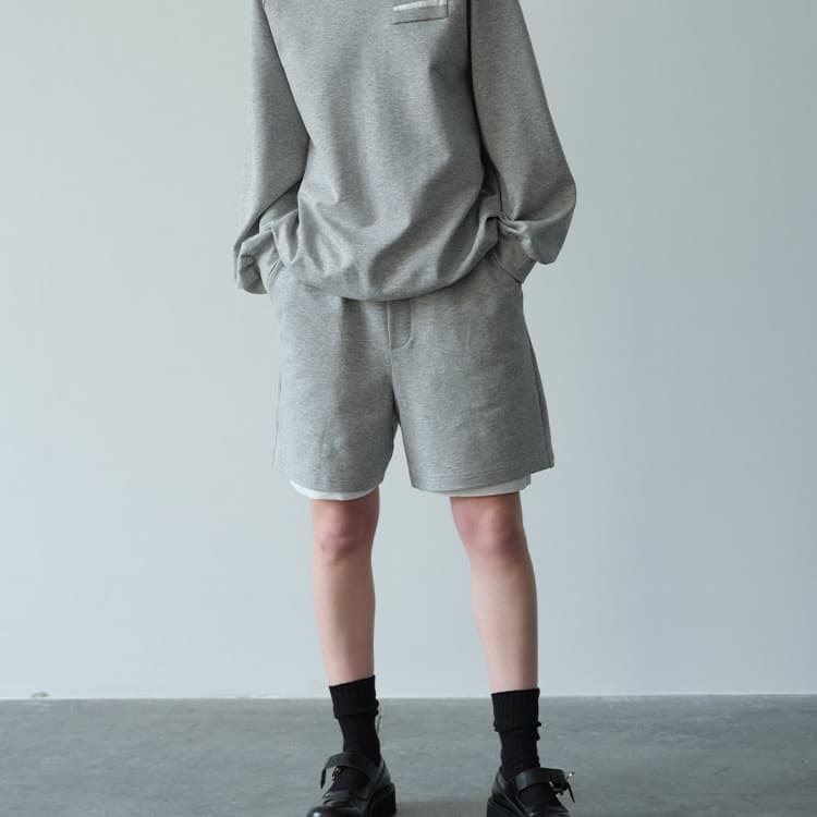 Custom Shorts with Long-Staple Cotton Cool-Touch Knit Fabric, Asymmetric Patchwork, Elastic Waist, Sweatpants Style