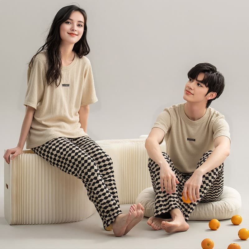 26 Summer Youth Homewear Children's Cotton Pajamas Short Sleeve Set for Middle and High School Students Boys and Girls Air Conditioning Wear