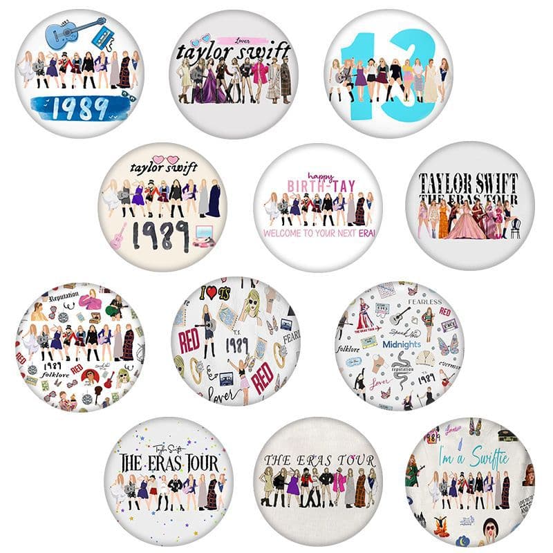 Cross-border Fashion Western Singer Taylor Swift Time Gem Glass Sticker Soft Magnetic Fridge Magnet Set of 12