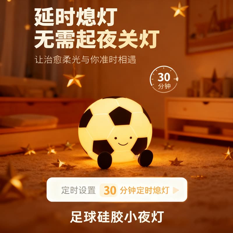 Soccer Night Light for Baby Nursing Eye Protection Birthday Gift Silicone Tap Color Changing Ambient Glow Lamp