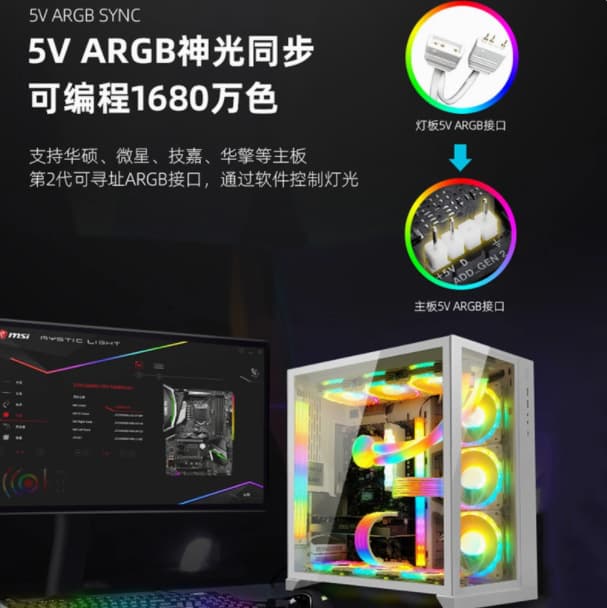 Cross-border 24-pin motherboard ARGB light strip for desktop PC, RGB sync cable for chassis and graphics card