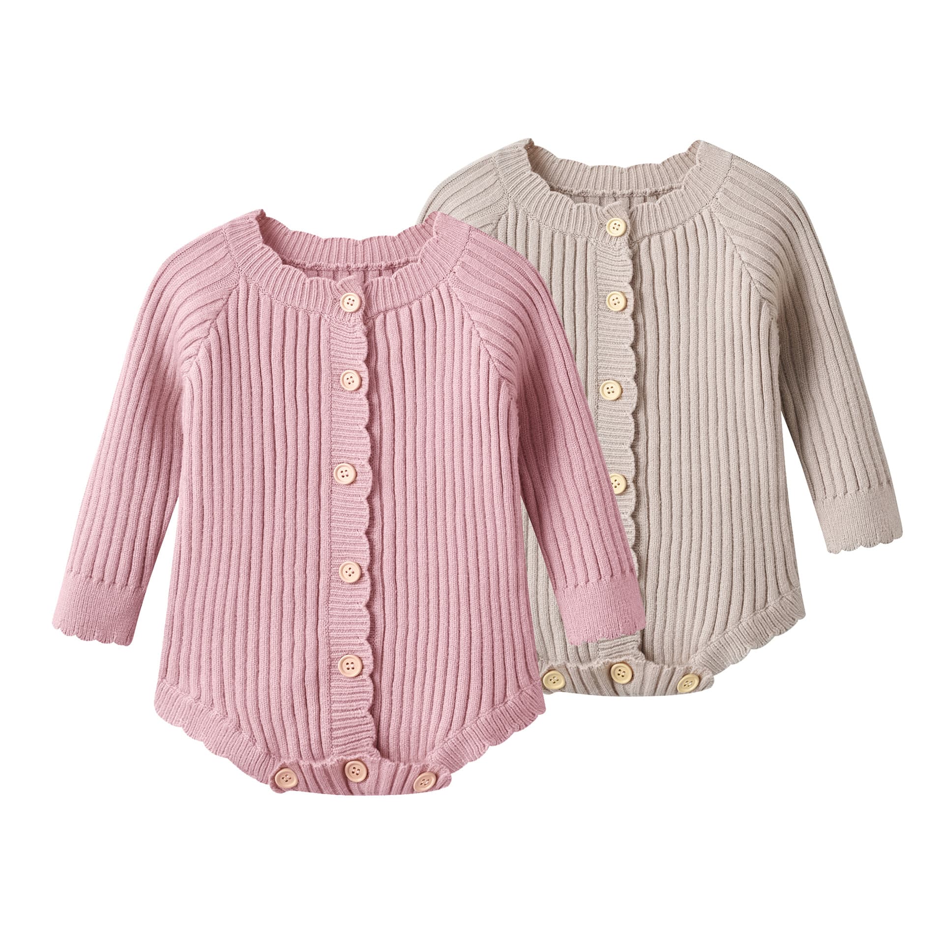 New Autumn/Winter Baby Knitted Bodysuit with Ruffle Hem, Long-Sleeve Triangular Baby Romper Crawling Suit