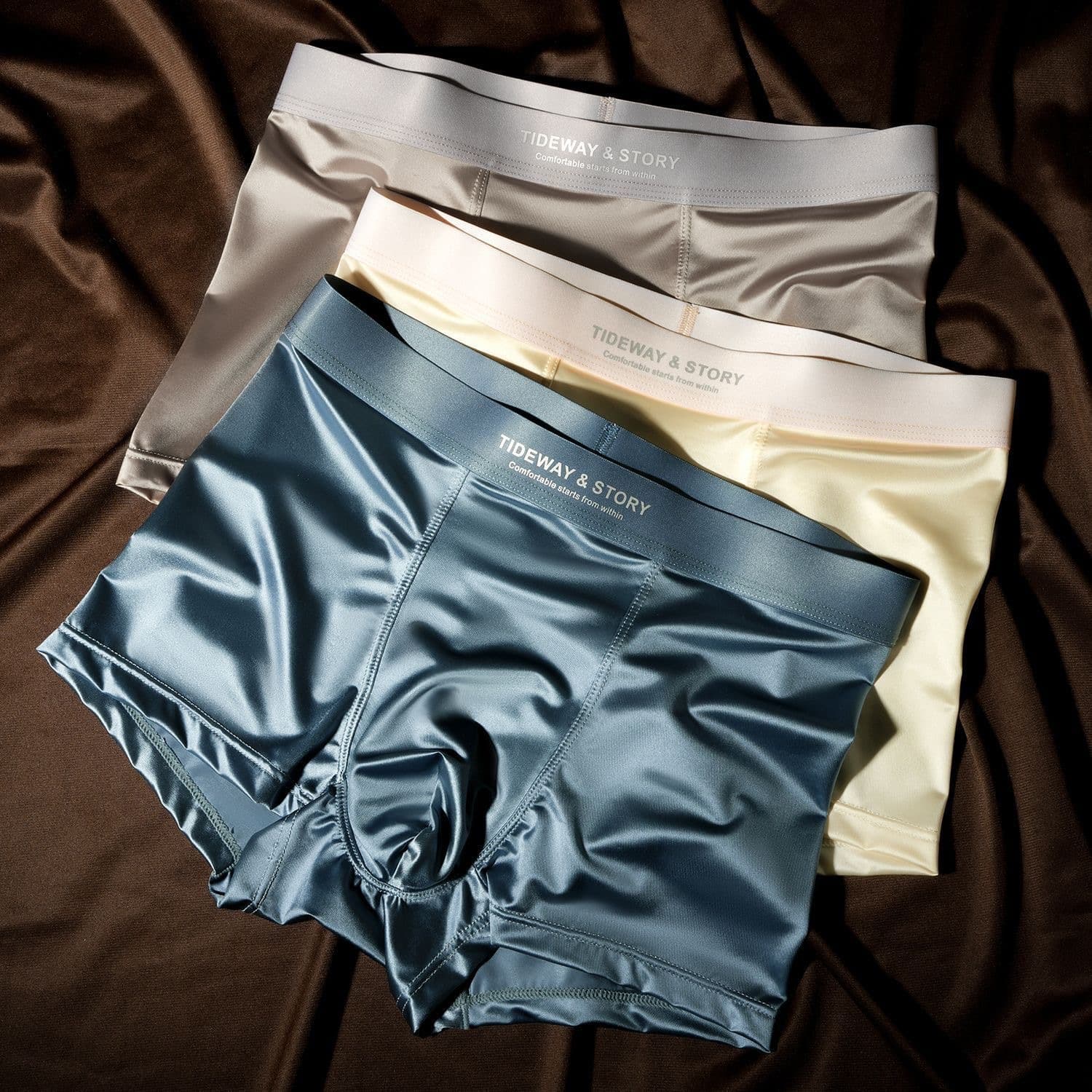 New Men's Satin Light Luxury Ice Silk Underwear Summer Breathable Boxer Briefs New Style Men's Underwear