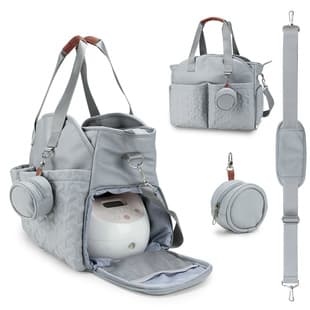Breast Pump Bag, Shoulder and Handheld Mommy Bag with Pacifier Pouch, Large Capacity Multi-Functional Baby Bag