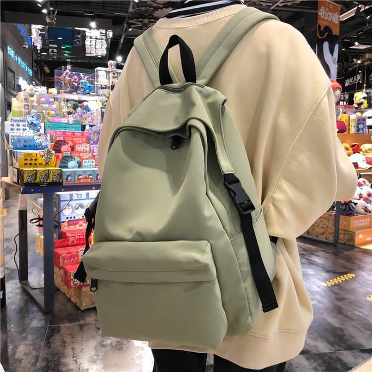 Cross-border minimalist solid color backpack for junior and senior high school students, college students, women's outdoor travel and leisure backpack
