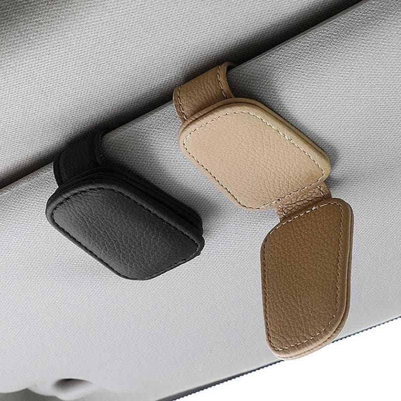 Multifunctional Car Sunglasses Clip Leather Visor Storage Organizer for Glasses, Card Holder