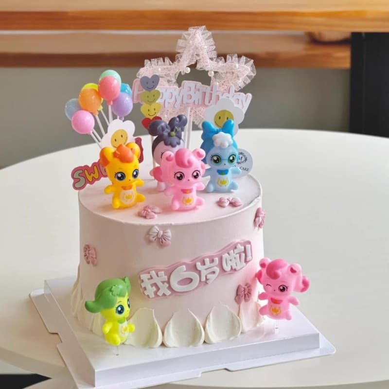 Internet celebrity cartoon cute cake decoration ornaments vinyl cute five-pointed star mesh balloon baking decoration plug-in
