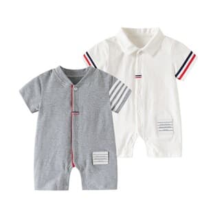 Baby Short-Sleeve Bodysuit for Boys, Newborn Full-Month Outfit, Summer Crawling Suit, Class A Thin Fabric
