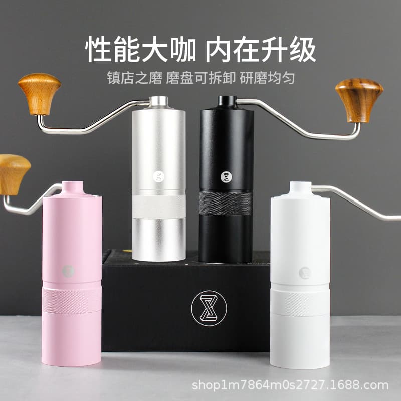 Hand-Cranked Coffee Bean Grinder Manual Coffee Grinder Aviation Aluminum External Adjustment Hand-Cranked Coffee Grinder Portable Grinder
