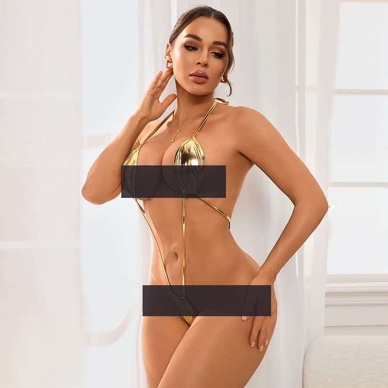 Sexy Lingerie Cross-Border Trade Europe and America Pure Leather Three-Point Bikini Tempting Hot Bodysuit for Women