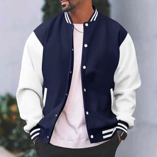 2025 Cross-Border Baseball Jacket Men's Flight Jacket Spring Autumn Fleece Classic Loose Casual Knit Stand Collar Button Baseball