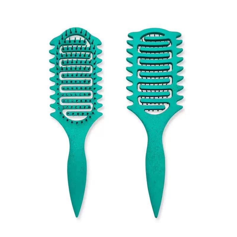 Amazon TEMU New Cross-Border E-Commerce Curved Hollow Curling Hairbrush Hair Styling Comb Wheat Straw Bounce Comb