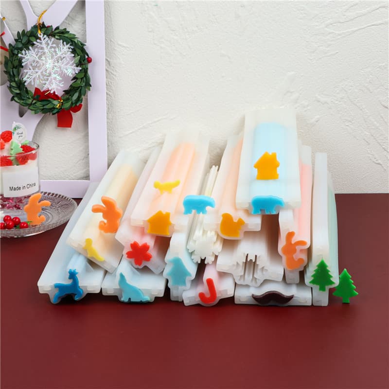 Silicone Christmas Mousse Tube Mold Deer Polar Bear Penguin Snowflake Heart Soap Cake Mold Irregular Shape Baking Mold DIY Handmade