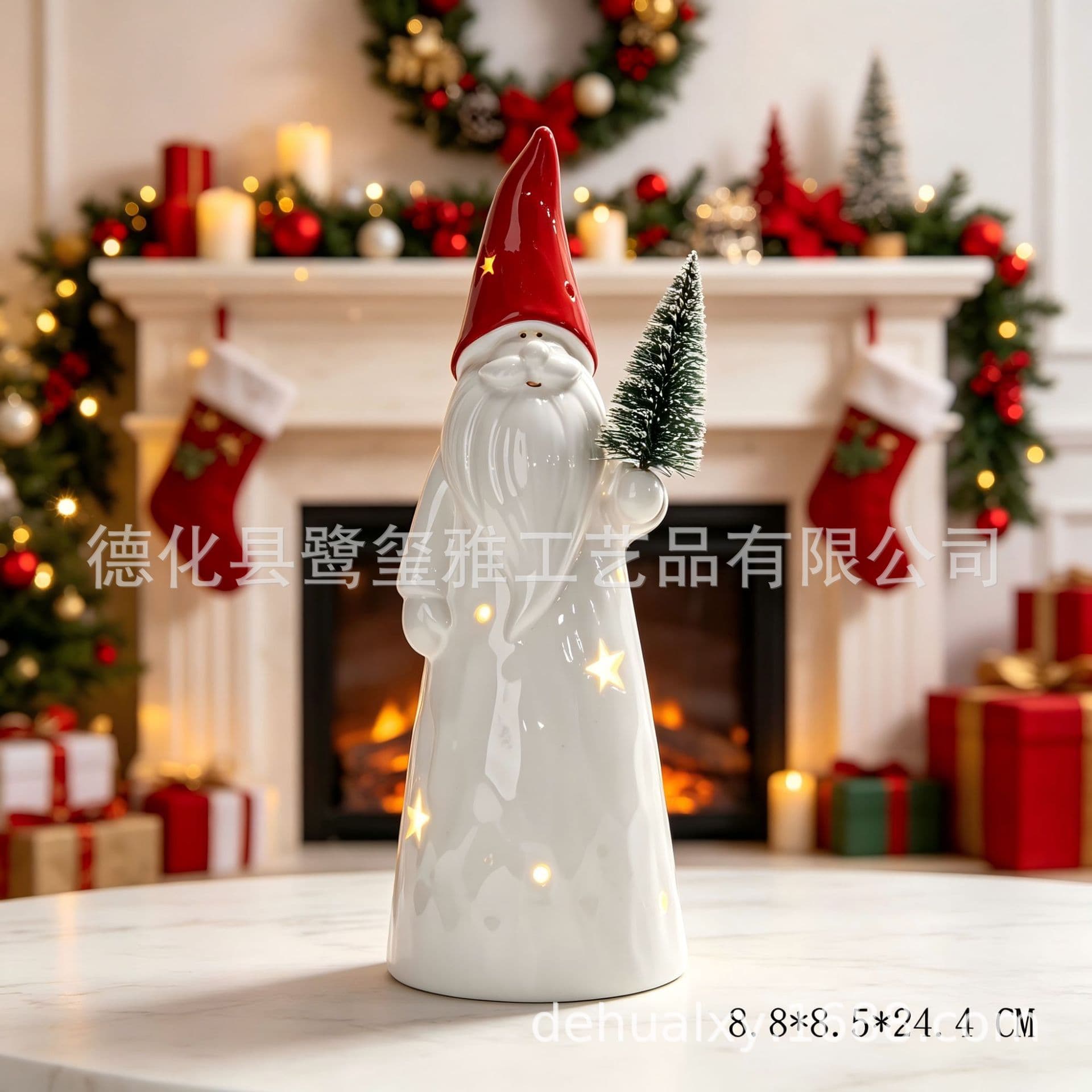 Creative Nordic simple Santa Claus holding Christmas tree ceramic Santa Claus ornaments living room office decoration