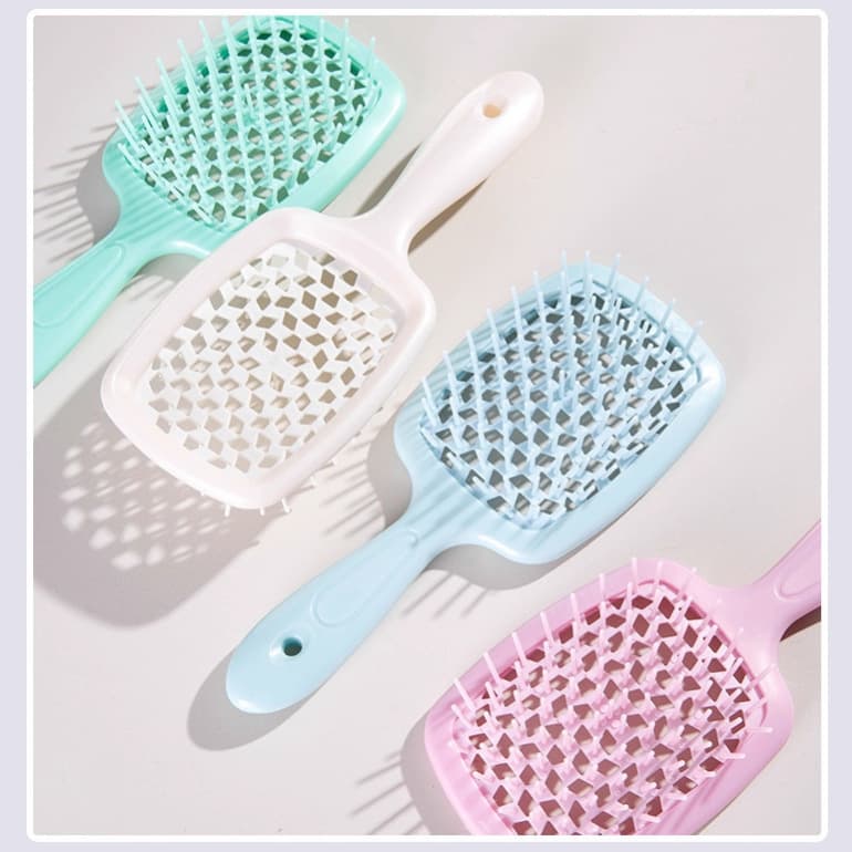 Cross-Border Pearlescent Mesh Comb, Fluffy Styling Hair Comb, High-Looking Hair Smoothing Comb, Wet and Dry Massage Hollow Comb