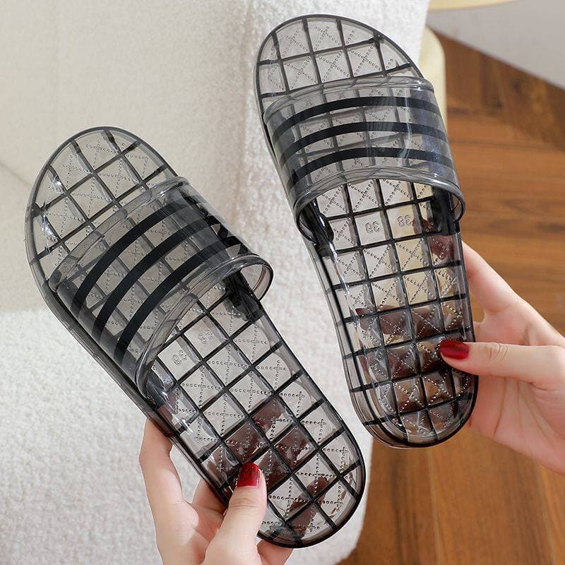 Fashion Slippers for Women Summer Versatile Indoor Home Couple Wear-Resistant Odor-Proof Transparent Crystal Flip Flops Factory Wholesale