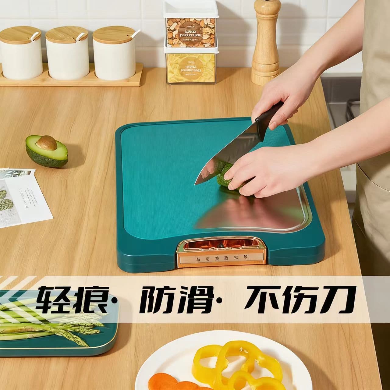 Double-sided stainless steel cutting board, anti-mildew, household cutting board, kitchen-specific cutting board, can stand upright.