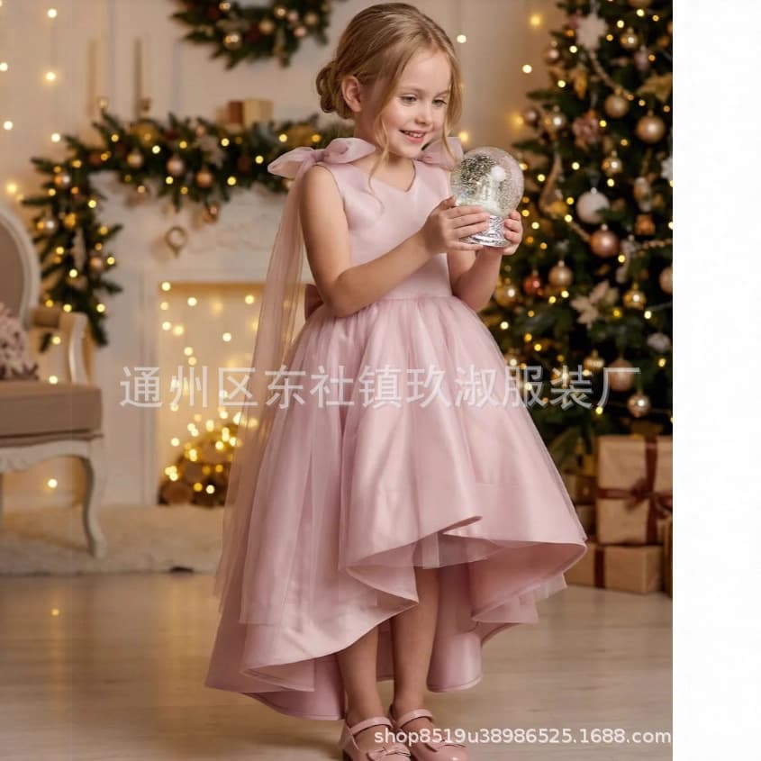Children's Dress European and American New Year Tutu Tulle Dress Bowknot Sleeveless Princess Dress