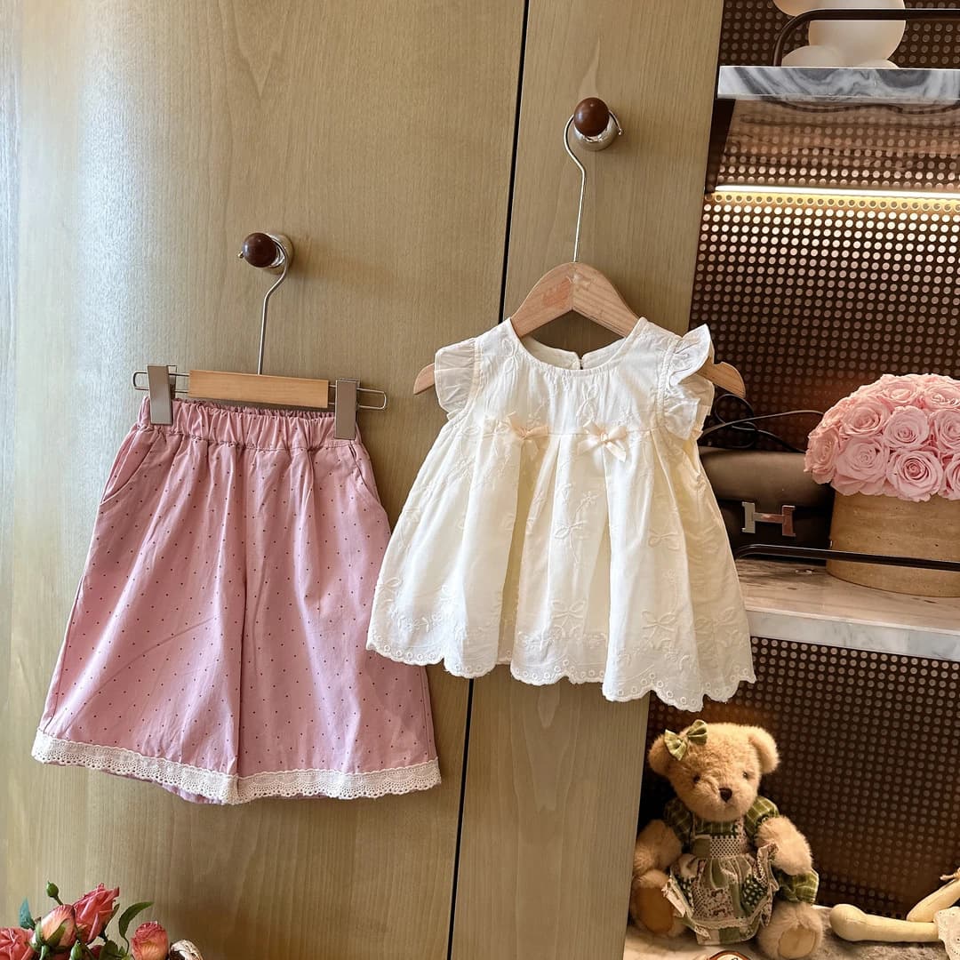 Girls Summer Suit New Children's Fashionable Sleeveless Vest Baby Girl Summer Two-Piece Children's Clothing Set GG007