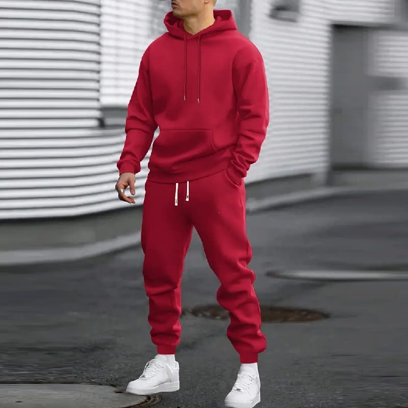 2025 Cross-border Men's Spring/Autumn Set Casual Sports Solid Color Hoodie Two-Piece Loose Sweatshirt Men's Wear