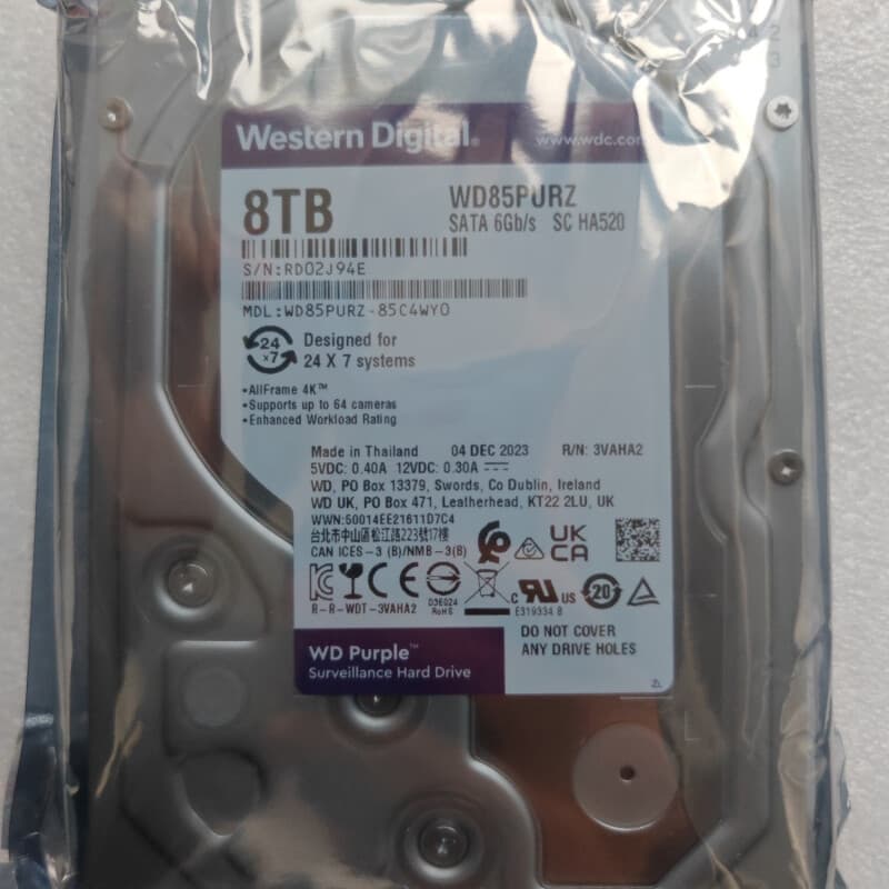 Purple Drive Joint Warranty 8TW&D85PURZ/85PURU/84PURU 8TB Mechanical Hard Drive Purple Drive for DVR Surveillance